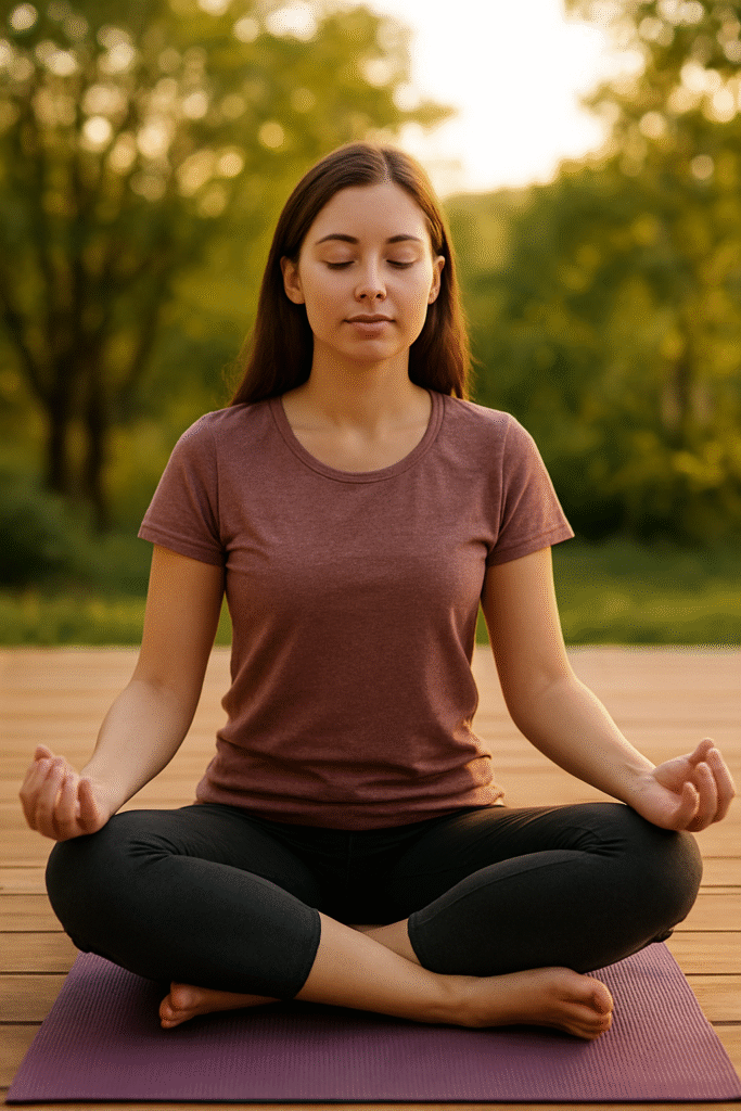Women doing yoga on morning cozy vibe