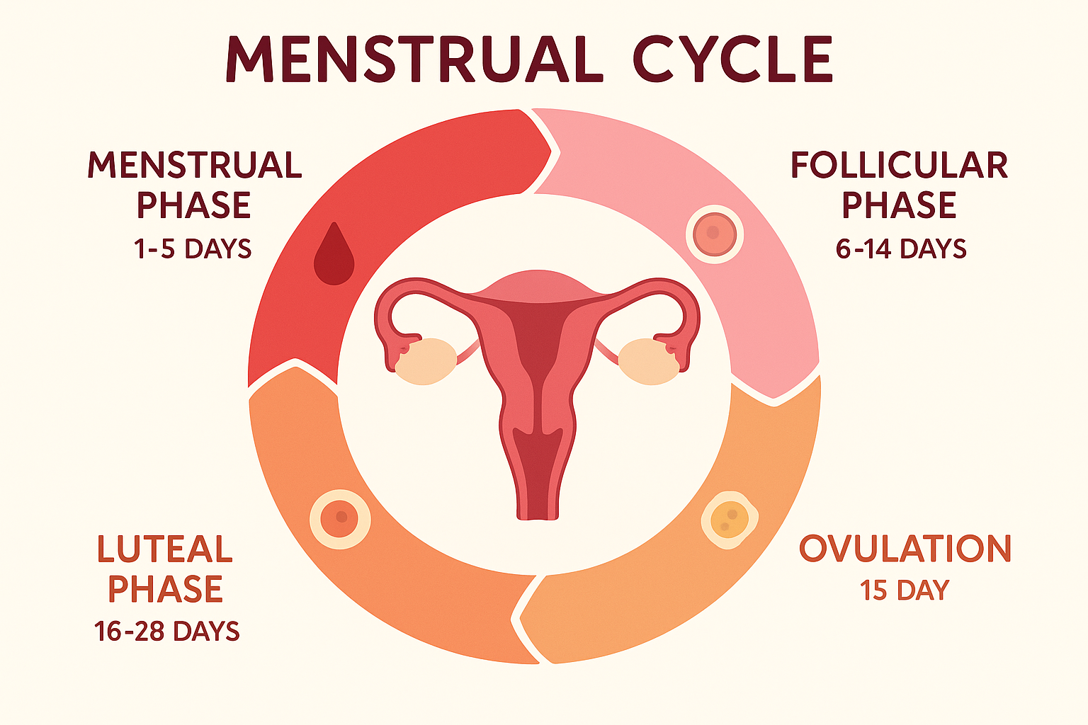 4 Phases of the Menstrual cycle: Menstrual cycle illustration